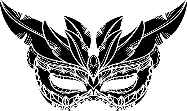 Feathered masquerade mask filled vector