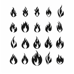 Fire icon, flame bonfire sign, campfire symbol, burn graphic element, fire emblem, grill pictogram