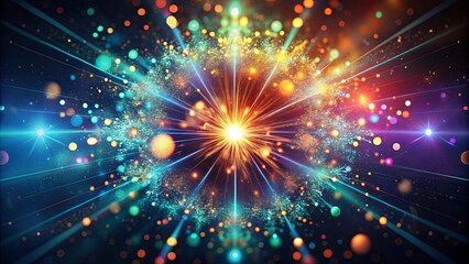 Abstract Burst of Light and Energy A Vibrant Cosmic Explosion of Color and Sparkle
