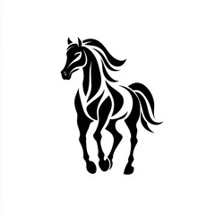 Obraz premium Stylized black and white silhouette illustration of a majestic horse