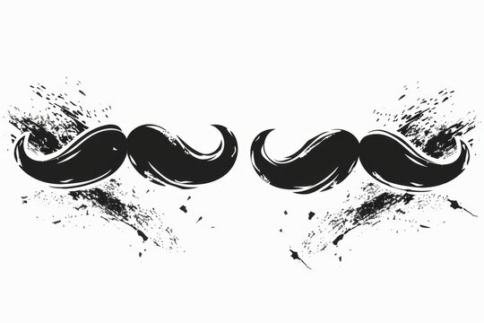 Mustaches icon, hipster sign, Fathers day symbol, barber logo, human whisker, vintage moustache emblem