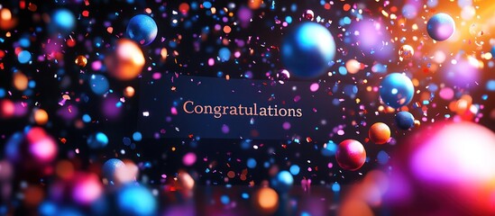 Obraz premium Colorful spheres and confetti celebrate congratulations.