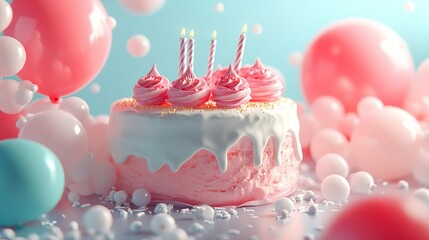 AI that generates a birthday cake and balloons 