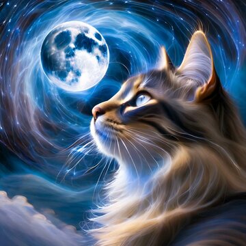 Gato e lua cheia 