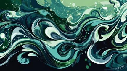 moving designed horizontal banner with steel blue, very dark green and cadet green colors. dynamic curved lines with fluid flowing waves and curves