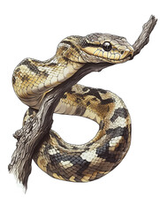 Fototapeta premium Colorful snake resting on a branch in a natural habitat showcasing its unique patterns and textures