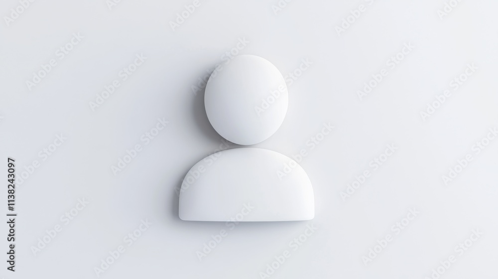 Poster a minimalist user icon representing a person against a light background, emphasizing simplicity and 
