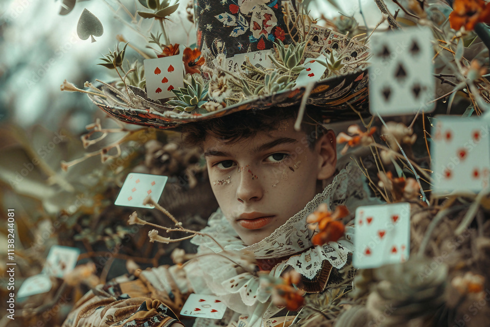 Poster moment of magic journey in wonderland created with generative ai technology