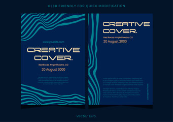 Naklejka premium Modern Wavy Line Cover Template for Promotions mix blue cream orange