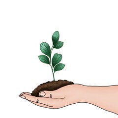 Alabaster Hand Holding Eucalyptus Leaf &ndash; Simplicity, Purity, and Wellness