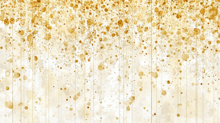 Golden Confetti and Glitter Dust on White Background