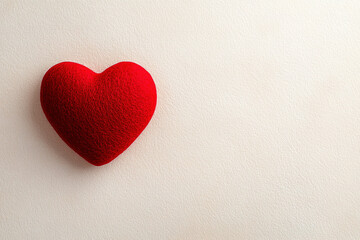 Obraz premium Bright red felt heart symbolizes love on Valentine's Day