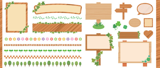 木製看板のイラストセット
