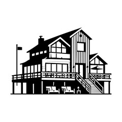 Obraz premium Simple Vector Icon of a coastal homes – Logo Design Illustration