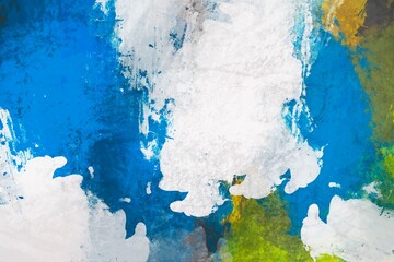 Organic shapes in bright yellow tones mixed with harmonic colors. Abstract background