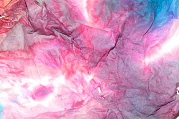 Paper Screwed Up Tissue With Pastel Watercolor Paints in Multicolour Rainbow For Background