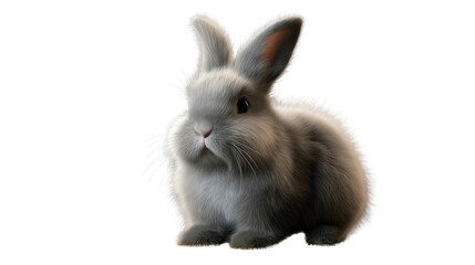 Obraz premium A cute little rabbit is sitting on a white background