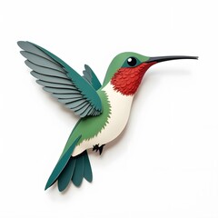 Obraz premium Hummingbird Clipart in Flight with Vibrant Colors, Isolated on White Background