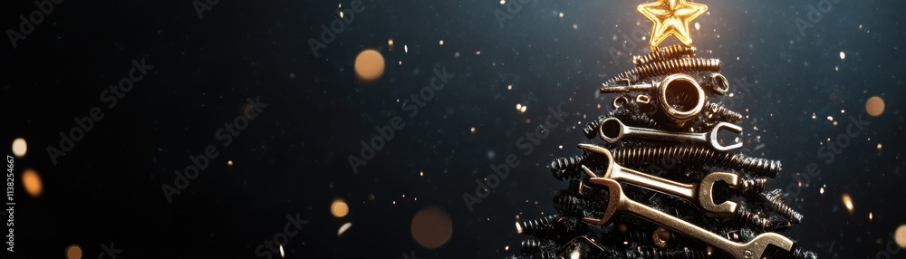 Canvas Prints a christmas tree made of tools and nuts