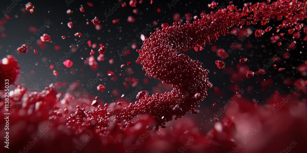 Poster a swirling mass of vibrant red particles creates a dynamic and captivating visual effect against a d