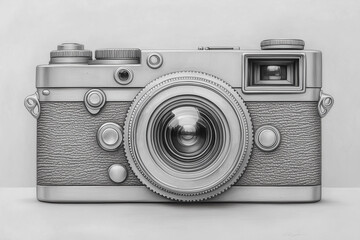 A modern digital camera on a white background. The camera icon.