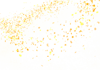 Banner with golden stars decoration. Festive border with falling glitter dust and stars.