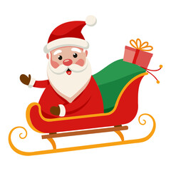 Christmas Santa Sleigh Vector: Isolated transparent background for Holiday Projects