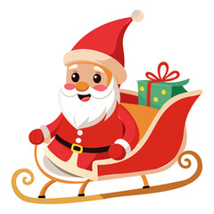 Santa Claus Sleigh Silhouette Vector isolated on Transparent Background Designs