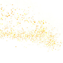 Banner with golden stars decoration. Festive border with falling glitter dust and stars.