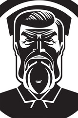 black and white portrait of a person with a tattoo silhouette of vector on white background