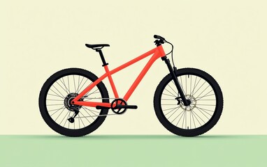 Fototapeta premium Red mountain bike, side view illustration