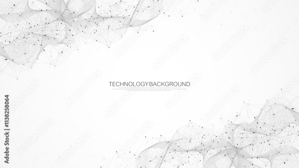 Aufkleber Abstract Big Data visualization digital network connection concept background. Artificial intelligence and engineering technology. Global network, Lines plexus, minimal array. Vector illustration.