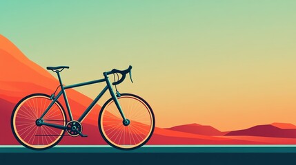Obraz premium Road bike sunset desert landscape