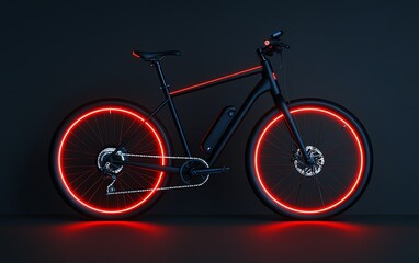 Fototapeta premium Sleek electric bike with red LED wheels