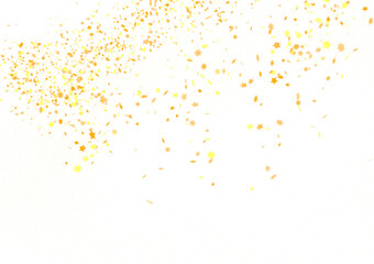 Banner with golden stars decoration. Festive border with falling glitter dust and stars.