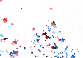 Confetti - Festive background with confetti in the shape of Confetti in the color of the American flag. US independence day.