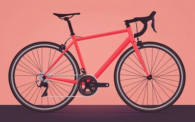 Sleek coral road bike illustration