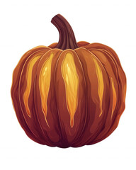 A pumpkin with a stem is shown in a close up