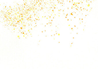 Banner with golden stars decoration. Festive border with falling glitter dust and stars.