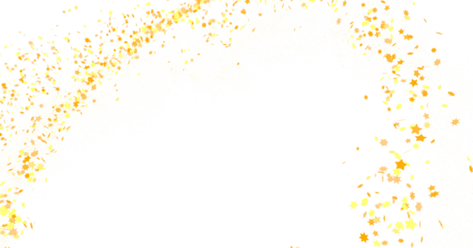 Banner with golden stars decoration. Festive border with falling glitter dust and stars.