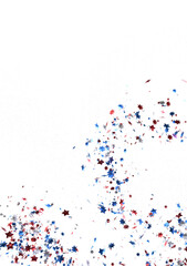 (Mehrere Werte)Confetti - Red white blue shiny confetti Confetti on white background, isolate, tricolor concept, PNG 3d