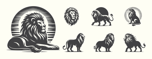 Fototapeta premium Majestic lion silhouette design, perfect for wildlife, safari, and bold creative projects
