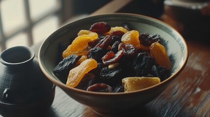 Dried Fruits in a Decorative Bowl