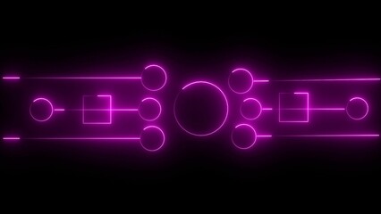 Circuit illustration by cyan color neon on black background.