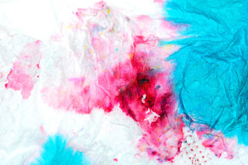 Paper Screwed Up Tissue With Pastel Watercolor Paints in Multicolour Rainbow For Background