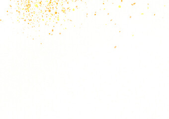 Banner with golden stars decoration. Festive border with falling glitter dust and stars.