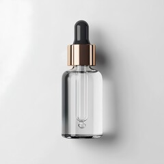 Naklejka premium Single transparent dropper bottle product packaging for beauty and skincare in white background