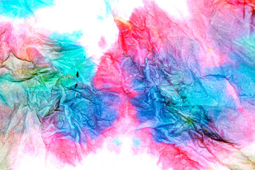 Paper Screwed Up Tissue With Pastel Watercolor Paints in Multicolour Rainbow For Background