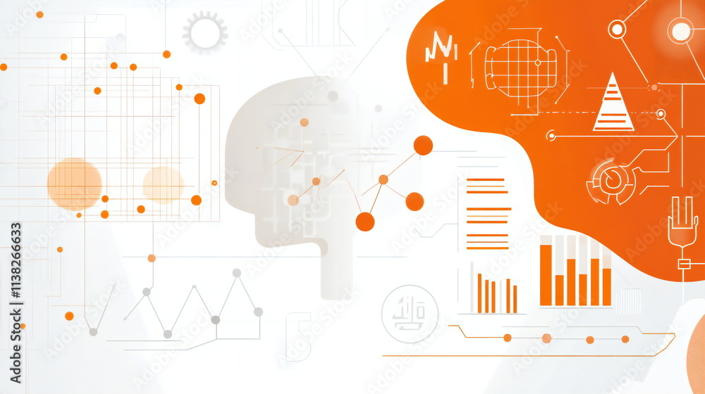 Poster innovative representation of artificial intelligence and data analytics in modern technology landsca