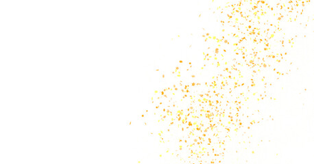 Banner with golden stars decoration. Festive border with falling glitter dust and stars.